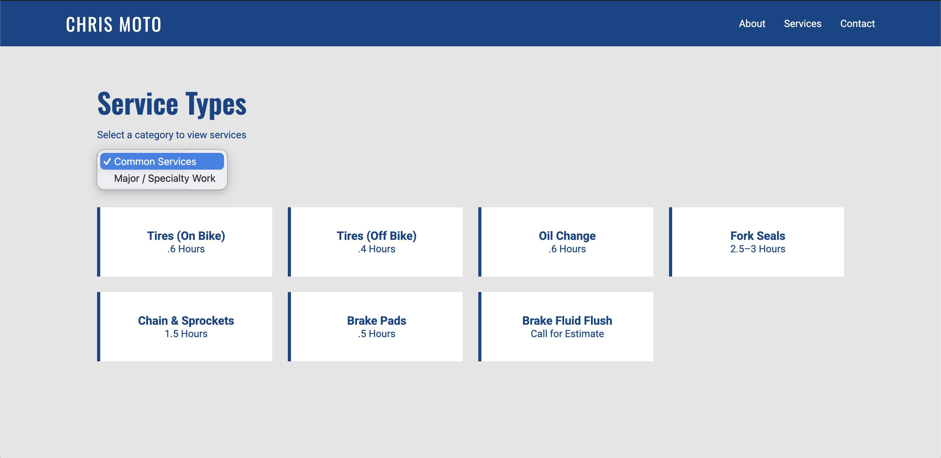 Chris Moto pricing page