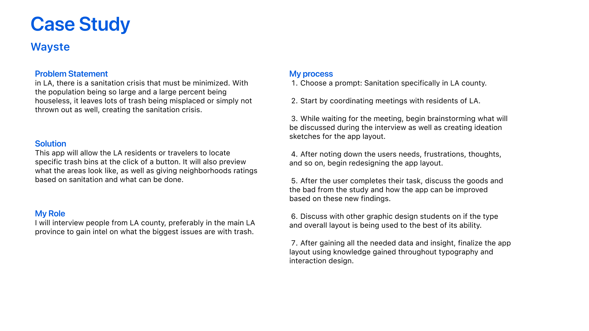 Wayste case study planning slide