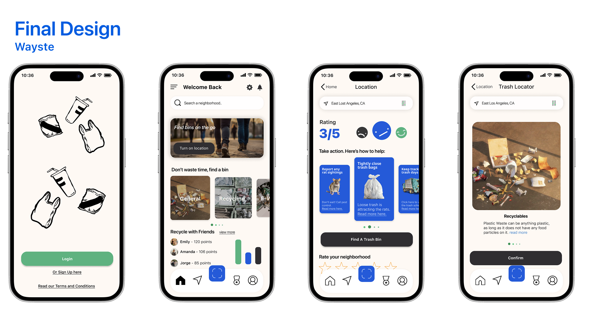 Wayste final mobile app design screens