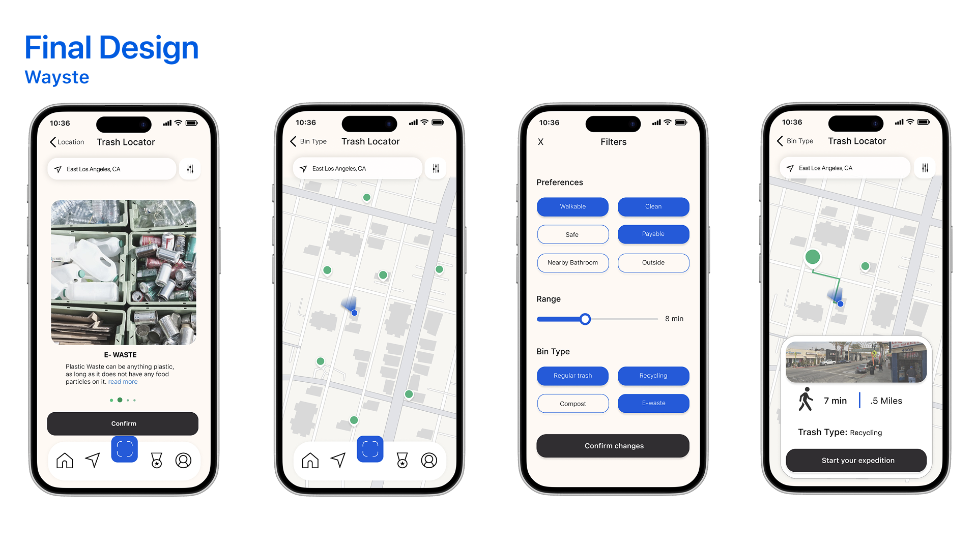 Wayste final mobile app filter and map screens